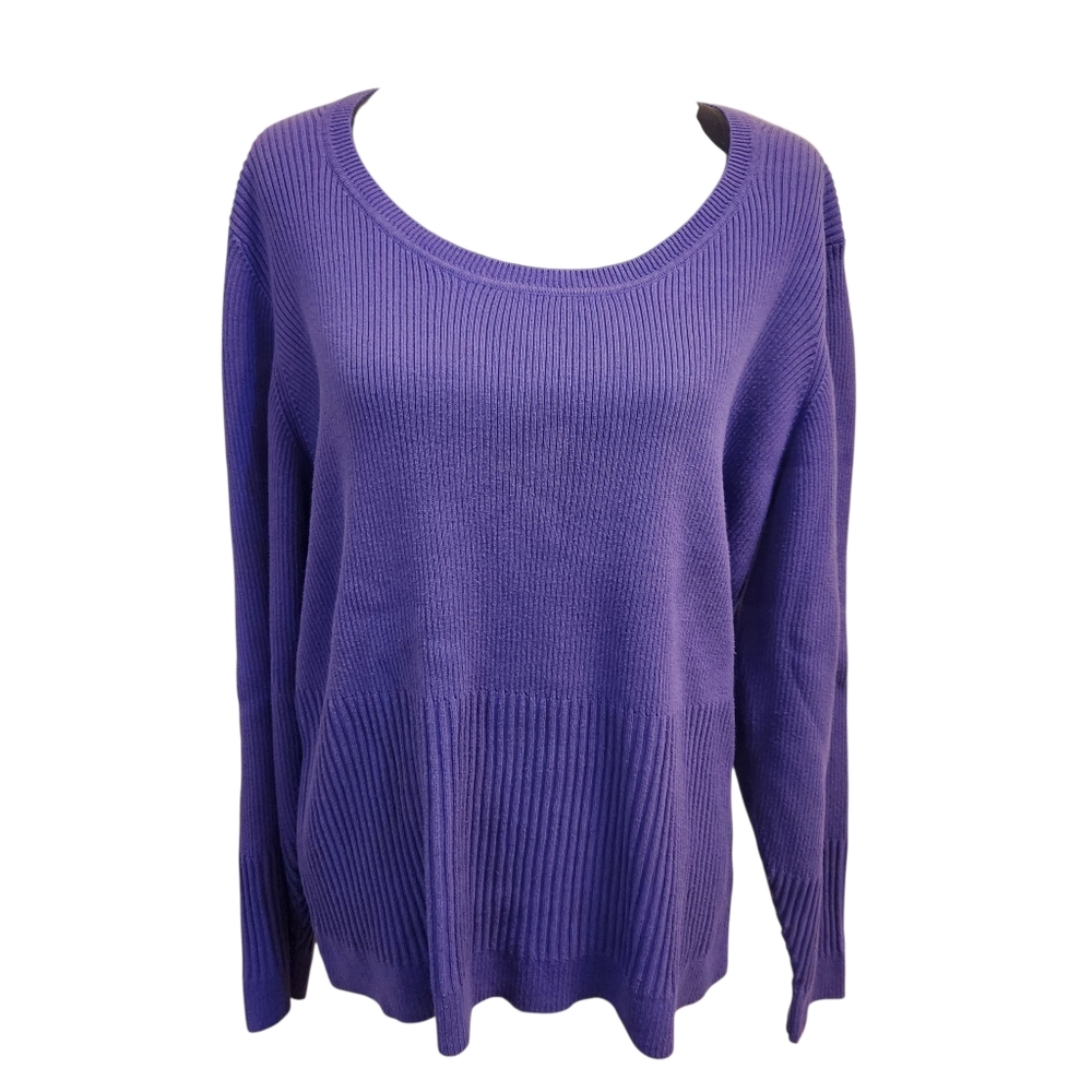 Westbound Women's Ribbed Sweater in Rich Purple Size 3X